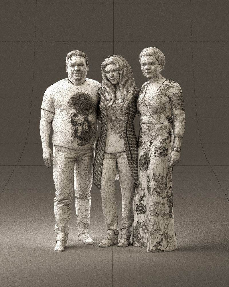 001037 family man and two woman in shirts with 3D model_35
