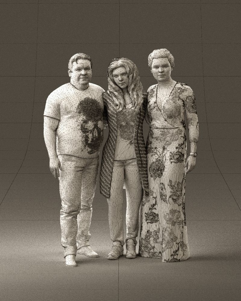 001037 family man and two woman in shirts with 3D model_25