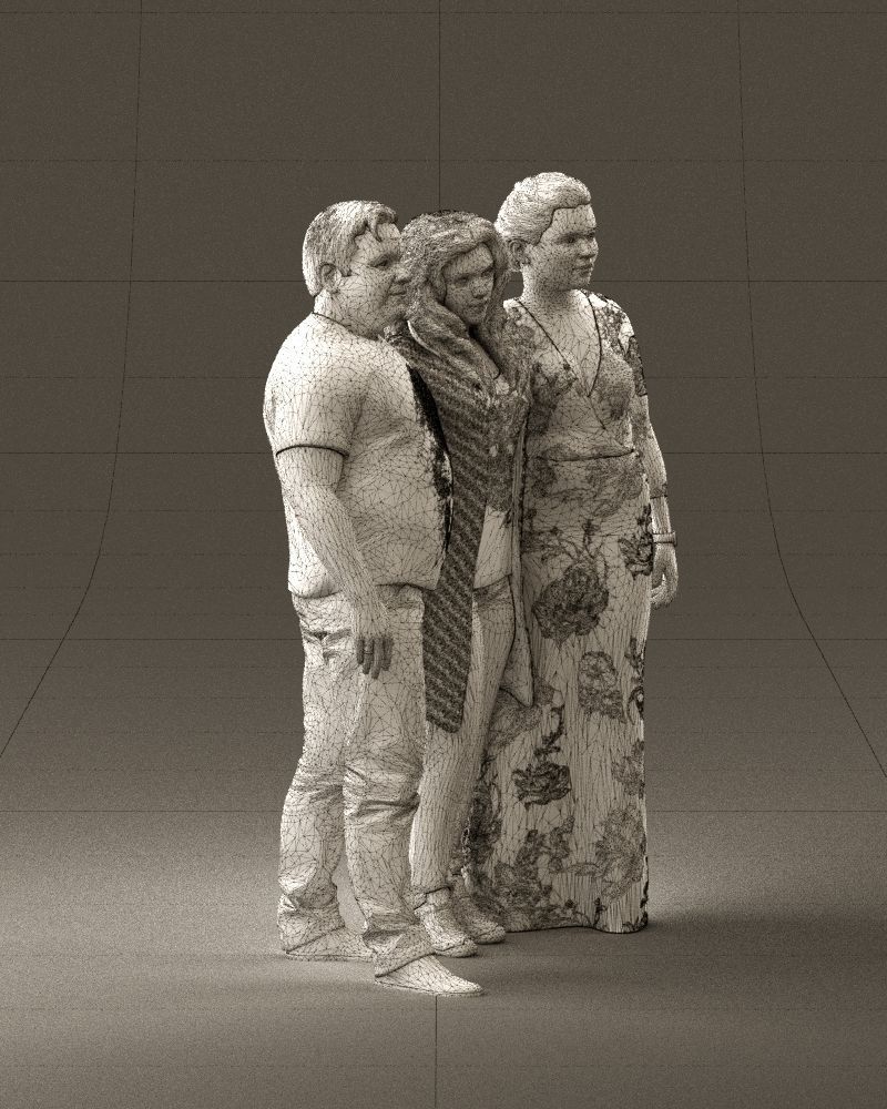 001037 family man and two woman in shirts with 3D model_27