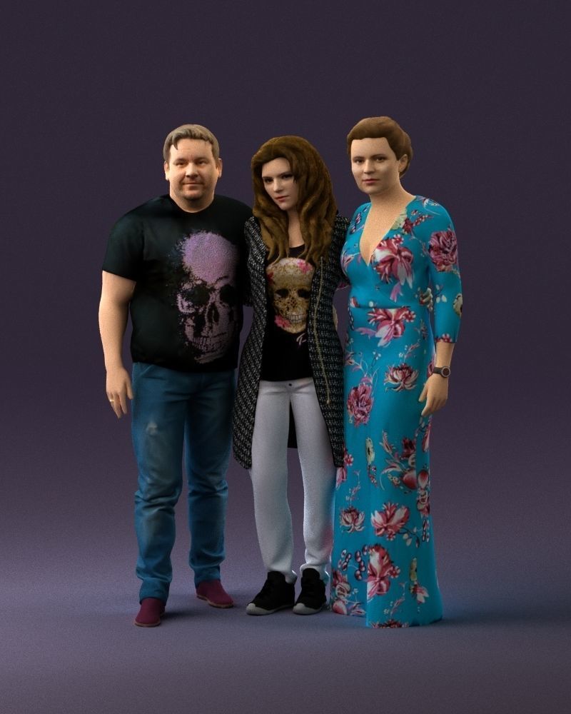 001037 family man and two woman in shirts with 3D model_11