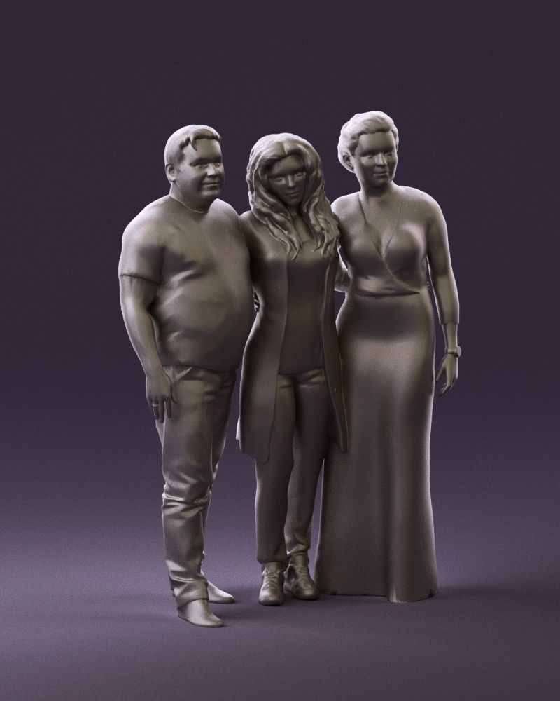 001037 family man and two woman in shirts with 3D model_14