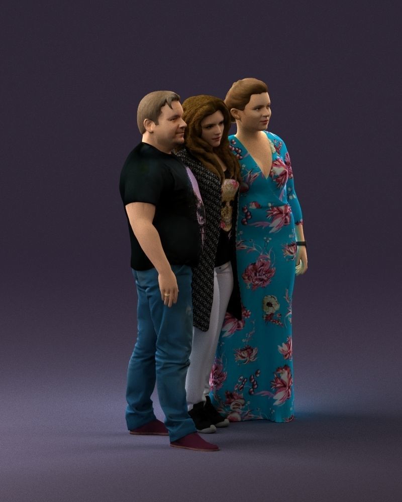 001037 family man and two woman in shirts with 3D model_3