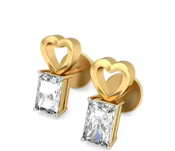 Solitaire Emerald Diamond Earrings 3Dm STL OBJ Render Details