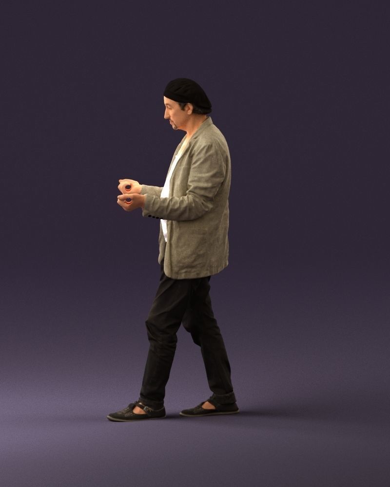 001039 walking man hat hands holding something 3D Print Ready 3D print model_20
