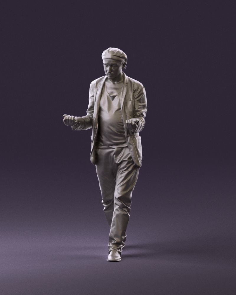 001039 walking man hat hands holding something 3D Print Ready 3D print model_10