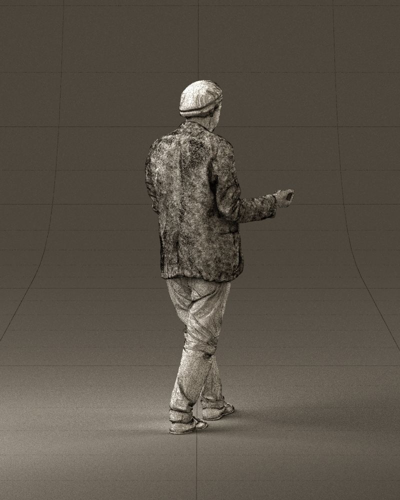 001039 walking man hat hands holding something 3D Print Ready 3D print model_29