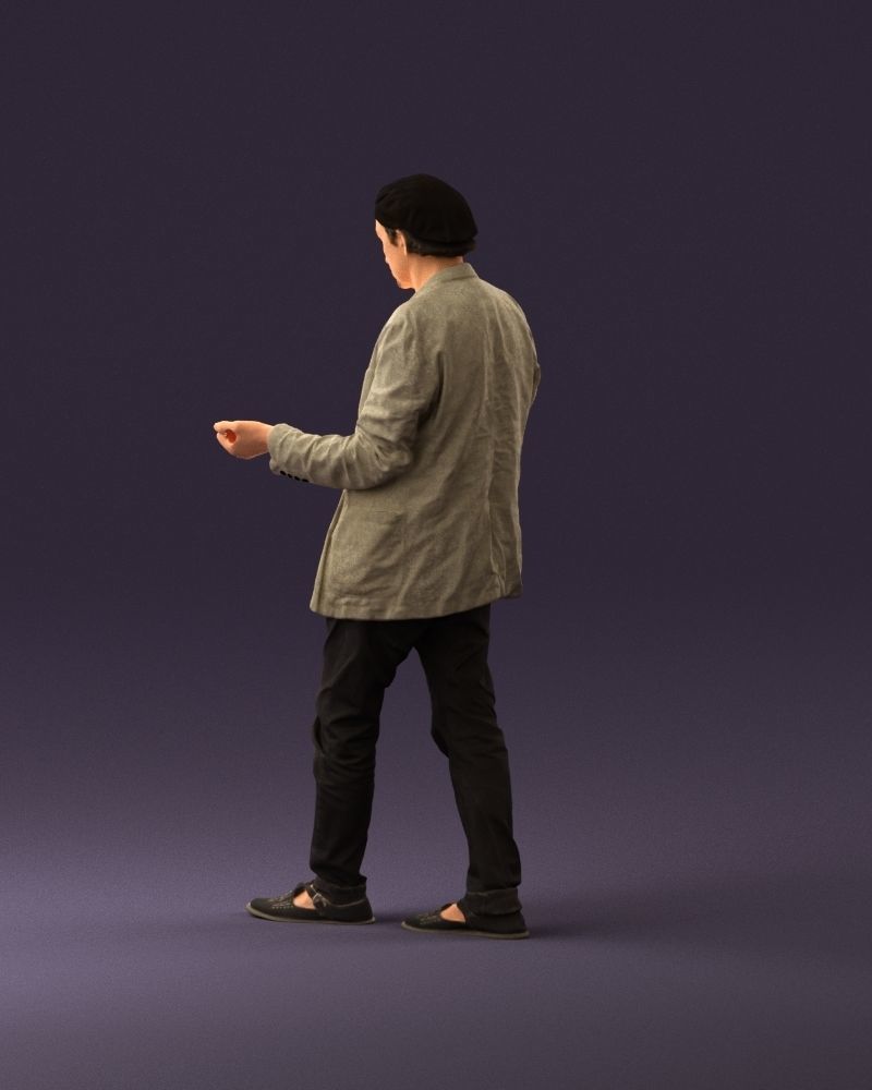 001039 walking man hat hands holding something 3D Print Ready 3D print model_19