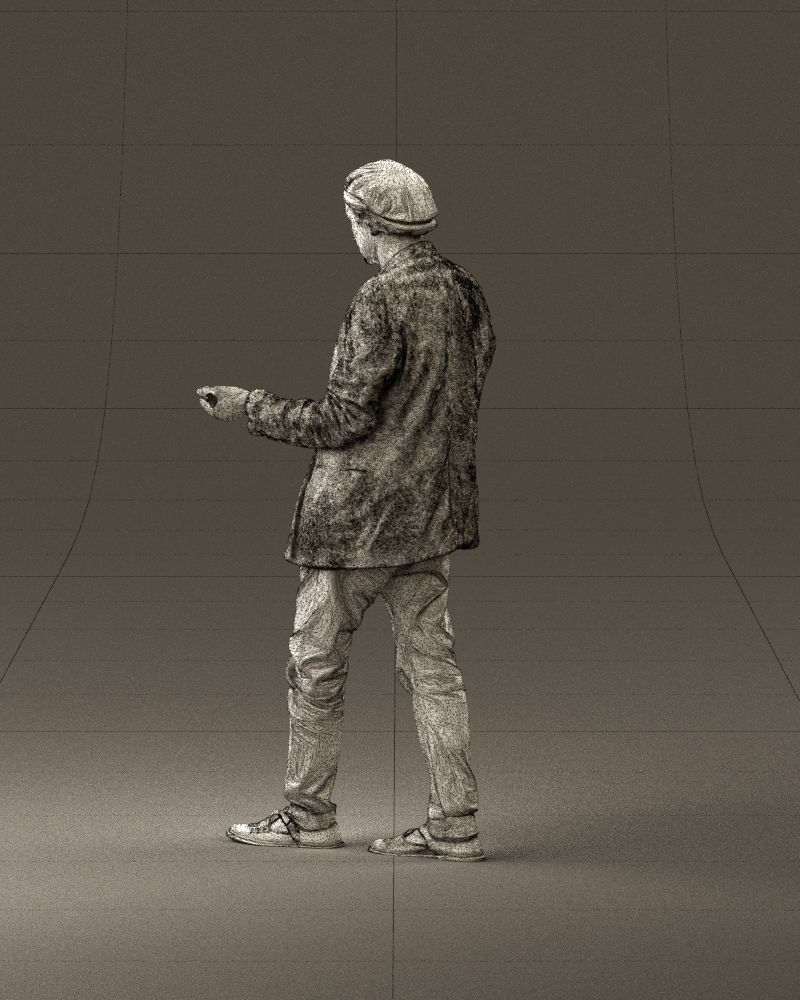 001039 walking man hat hands holding something 3D Print Ready 3D print model_31