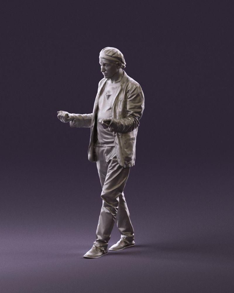 001039 walking man hat hands holding something 3D Print Ready 3D print model_9
