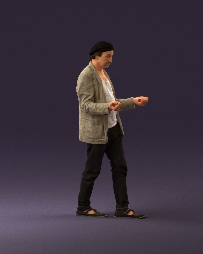 001039 walking man hat hands holding something 3D Print Ready 3D print model_15