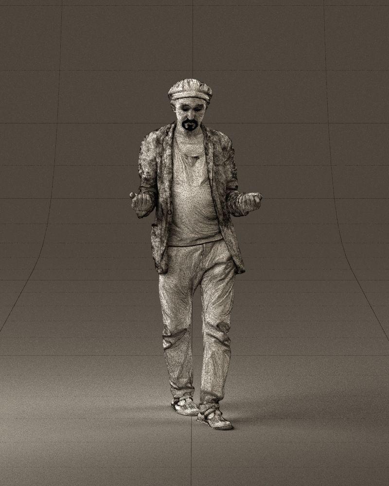 001039 walking man hat hands holding something 3D Print Ready 3D print model_24