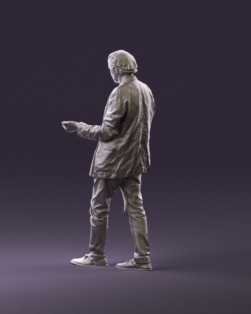 001039 walking man hat hands holding something 3D Print Ready 3D print model_7