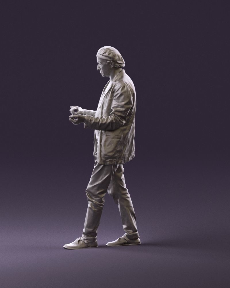 001039 walking man hat hands holding something 3D Print Ready 3D print model_8