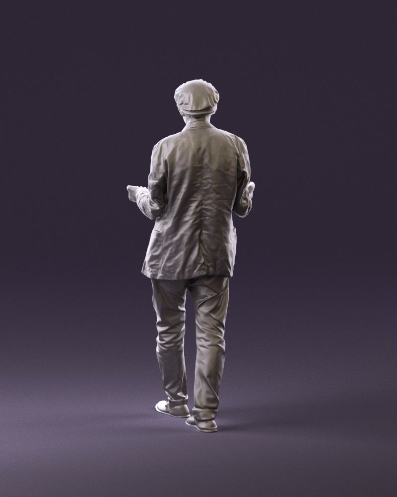 001039 walking man hat hands holding something 3D Print Ready 3D print model_6