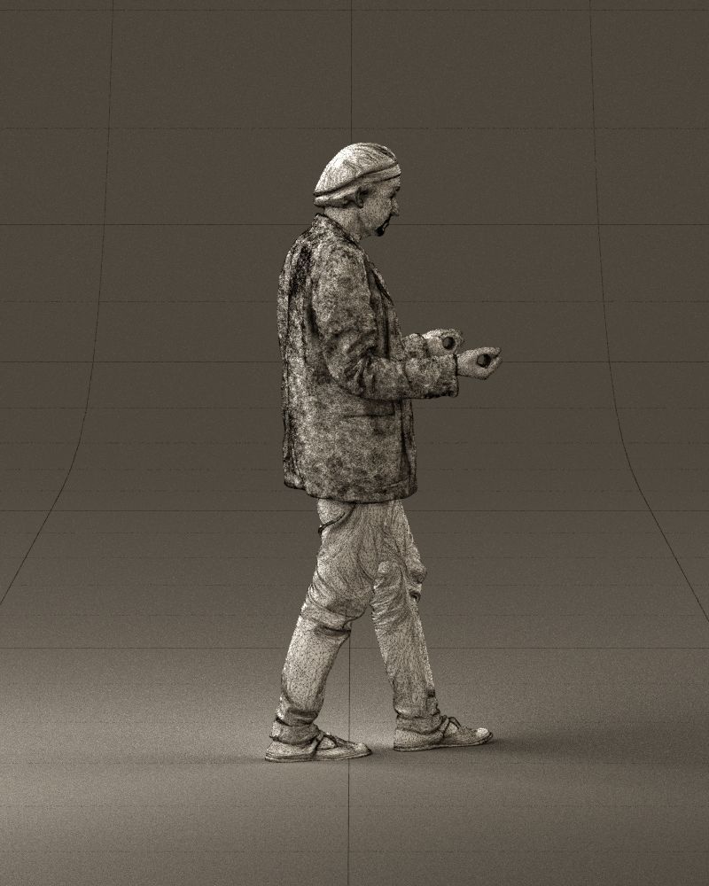 001039 walking man hat hands holding something 3D Print Ready 3D print model_28