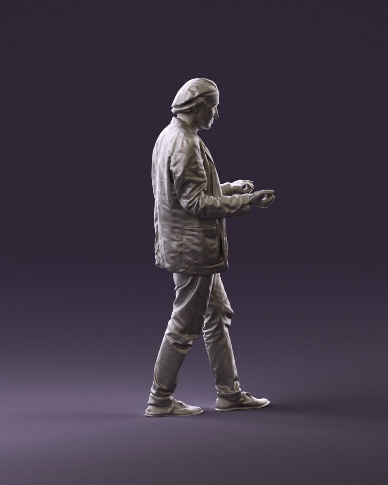 001039 walking man hat hands holding something 3D Print Ready 3D print model_4