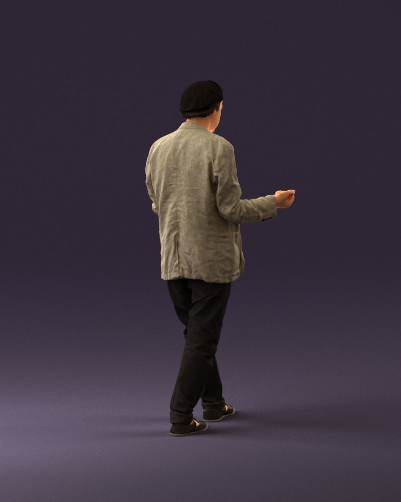 001039 walking man hat hands holding something 3D Print Ready 3D print model_17