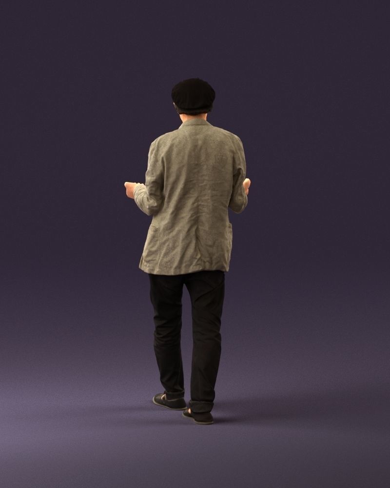 001039 walking man hat hands holding something 3D Print Ready 3D print model_18