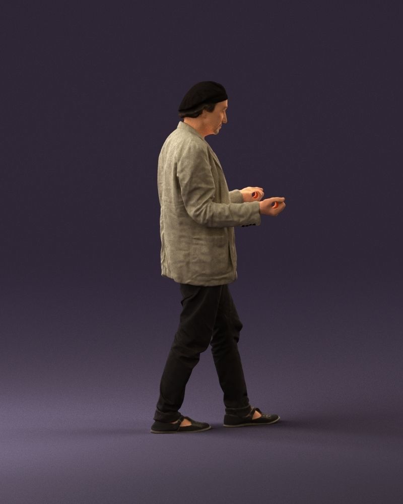 001039 walking man hat hands holding something 3D Print Ready 3D print model_16