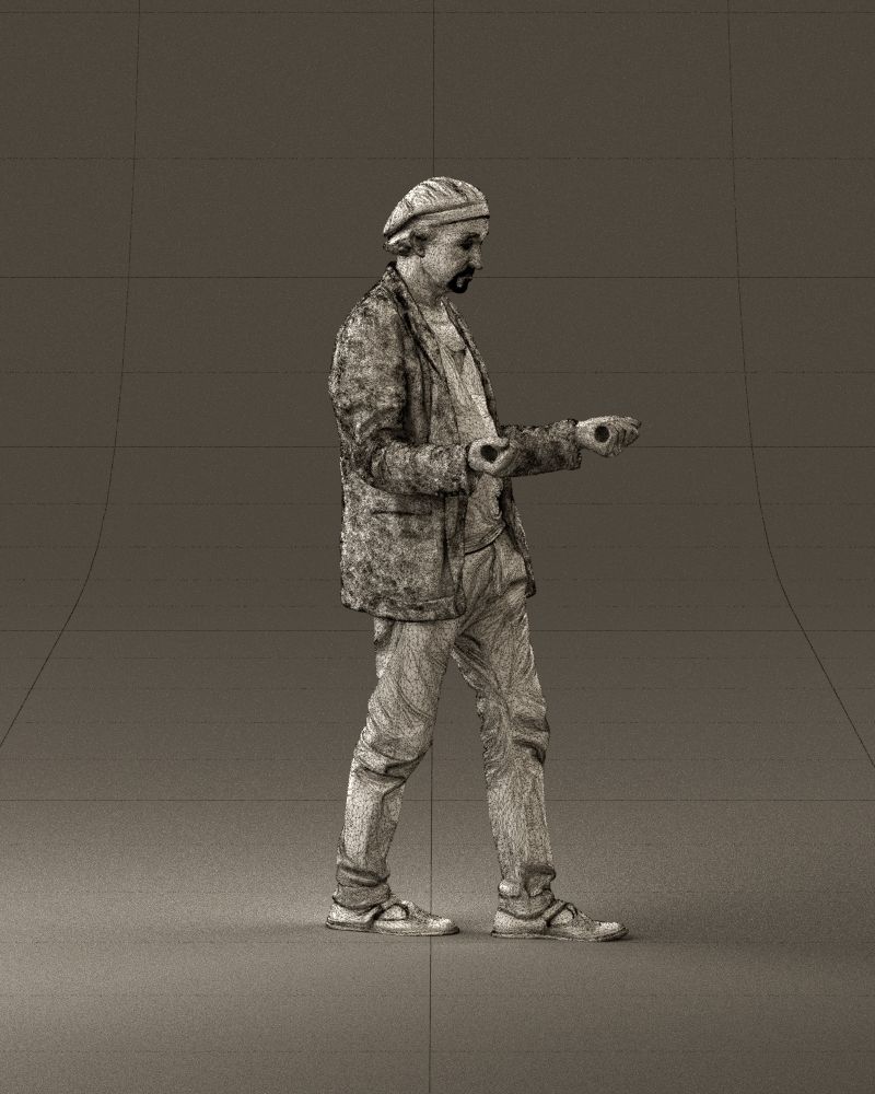 001039 walking man hat hands holding something 3D Print Ready 3D print model_27