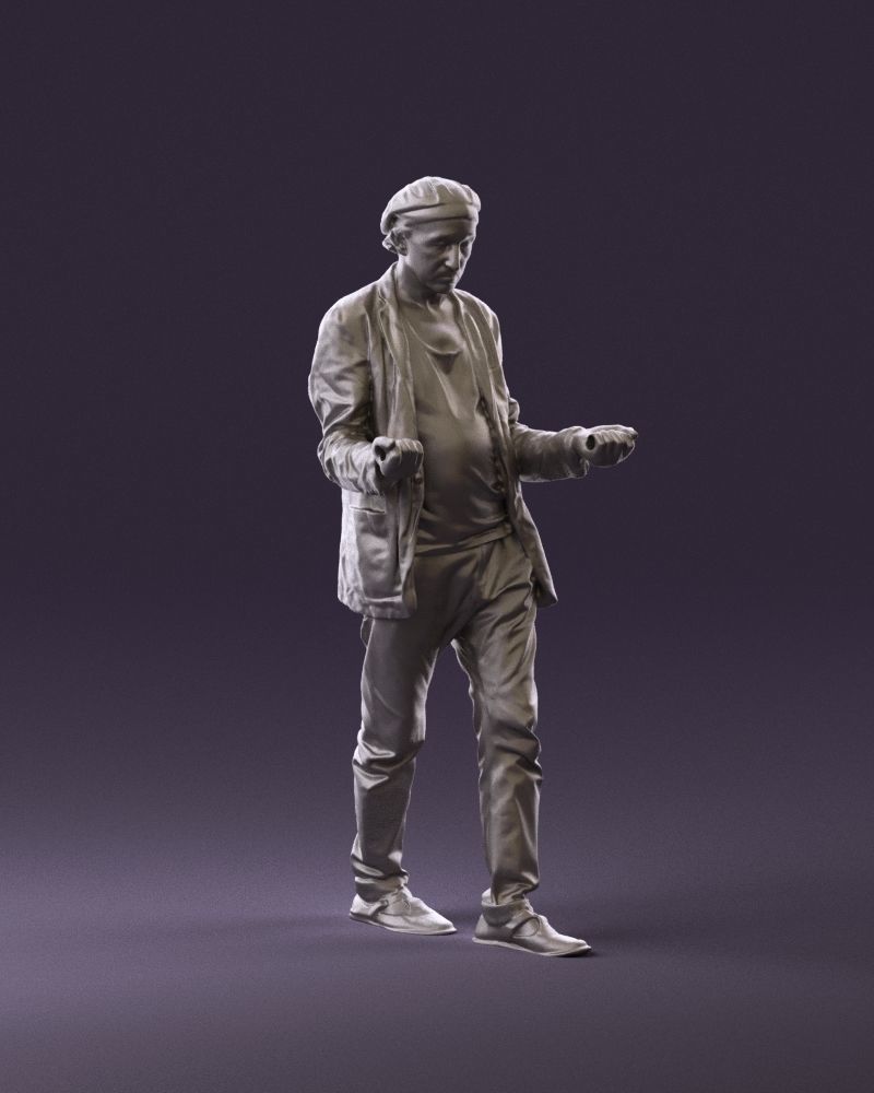 001039 walking man hat hands holding something 3D Print Ready 3D print model_2