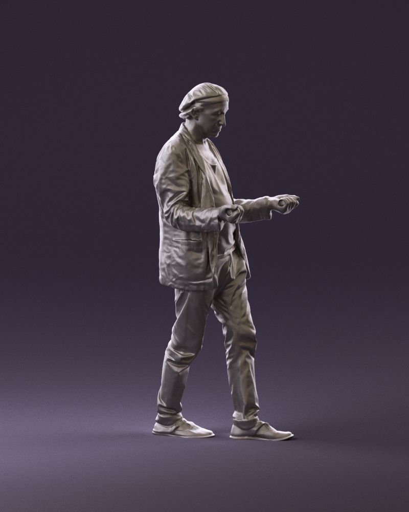 001039 walking man hat hands holding something 3D Print Ready 3D print model_3
