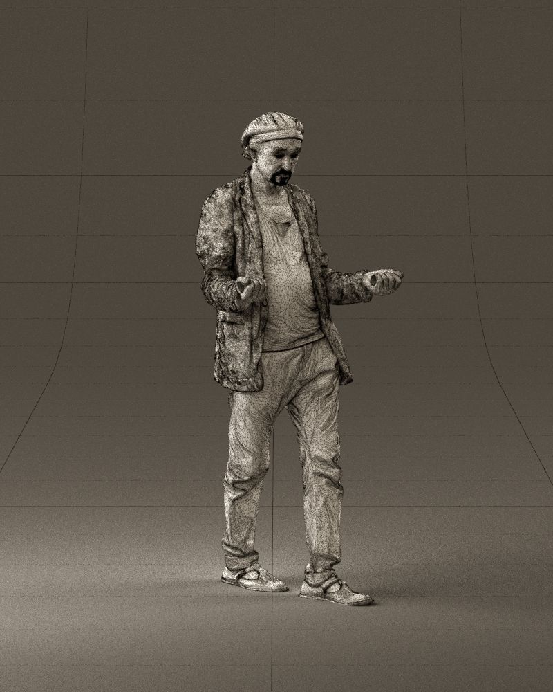 001039 walking man hat hands holding something 3D Print Ready 3D print model_26