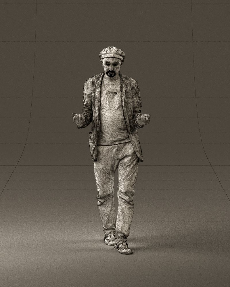 001039 walking man hat hands holding something 3D Print Ready 3D print model_35