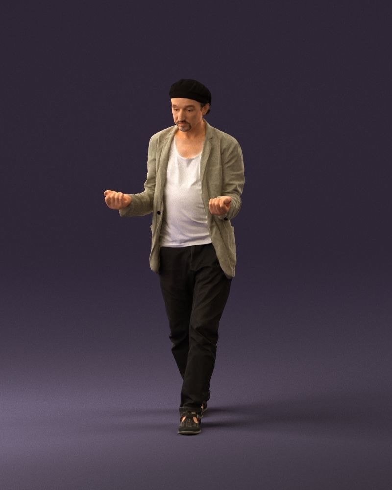 001039 walking man hat hands holding something 3D Print Ready 3D print model_22