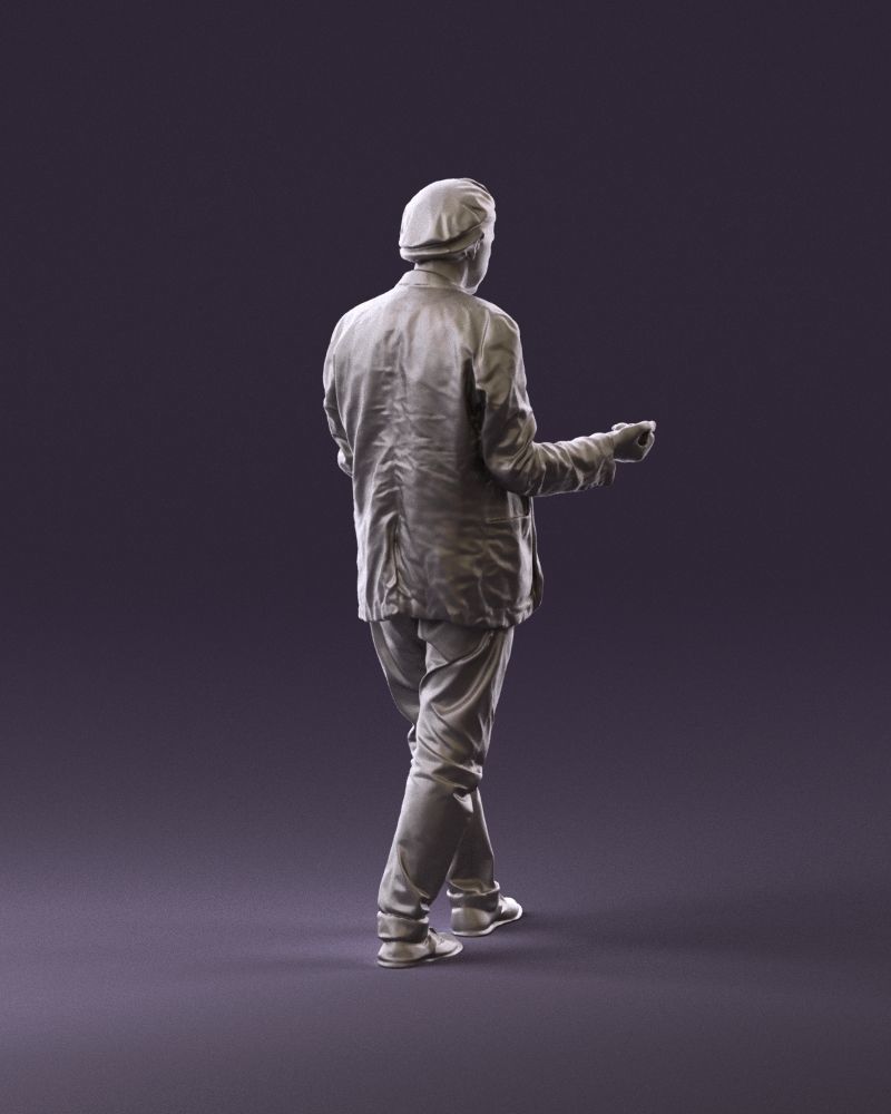 001039 walking man hat hands holding something 3D Print Ready 3D print model_5