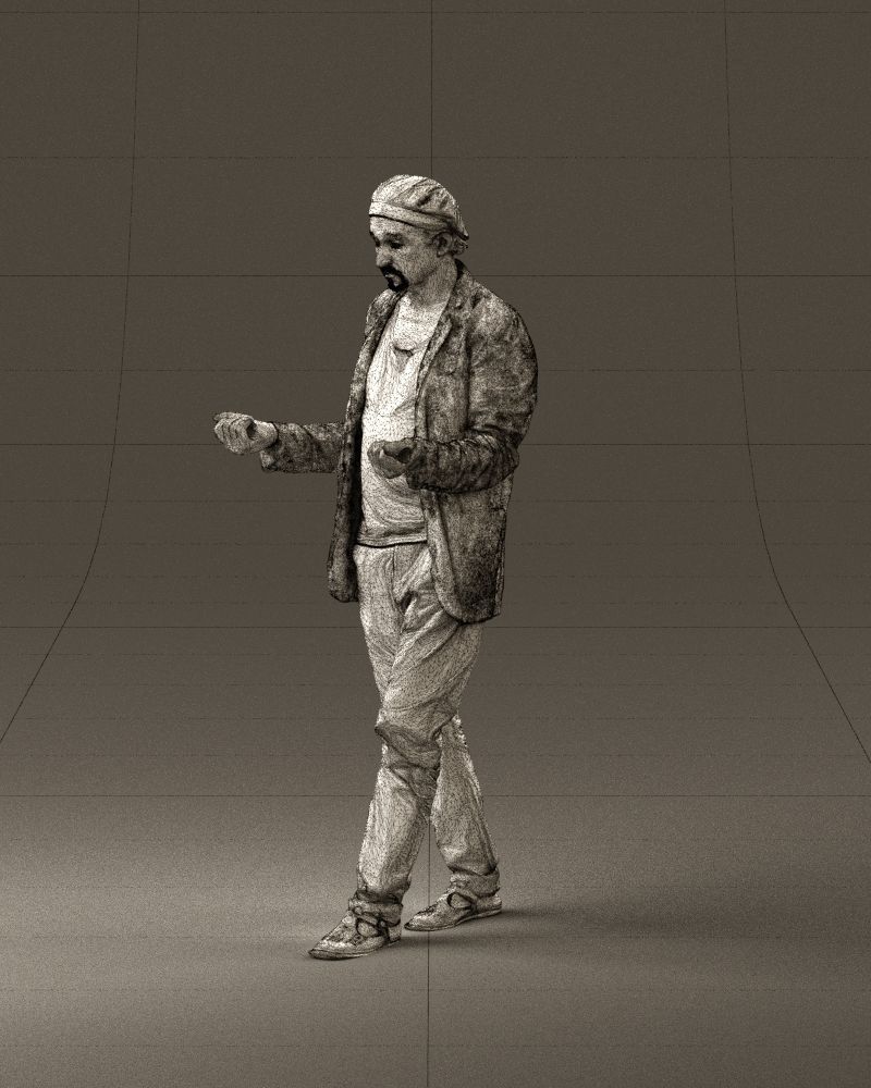 001039 walking man hat hands holding something 3D Print Ready 3D print model_33