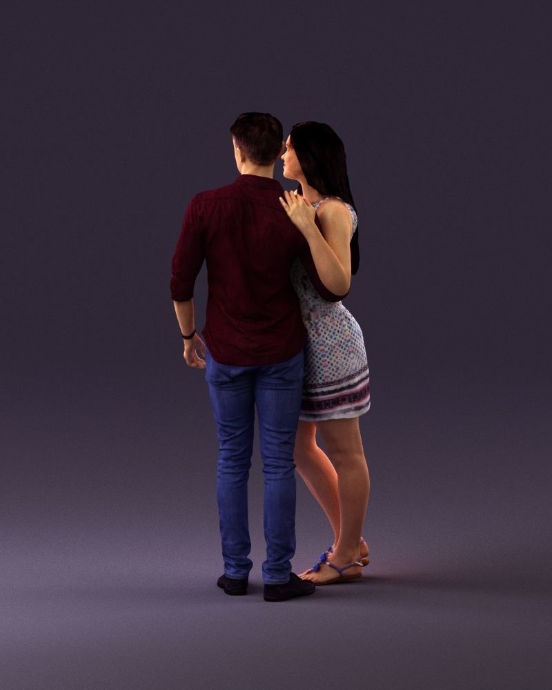 001040 woman in white man in crimson tshirt 3D model_7