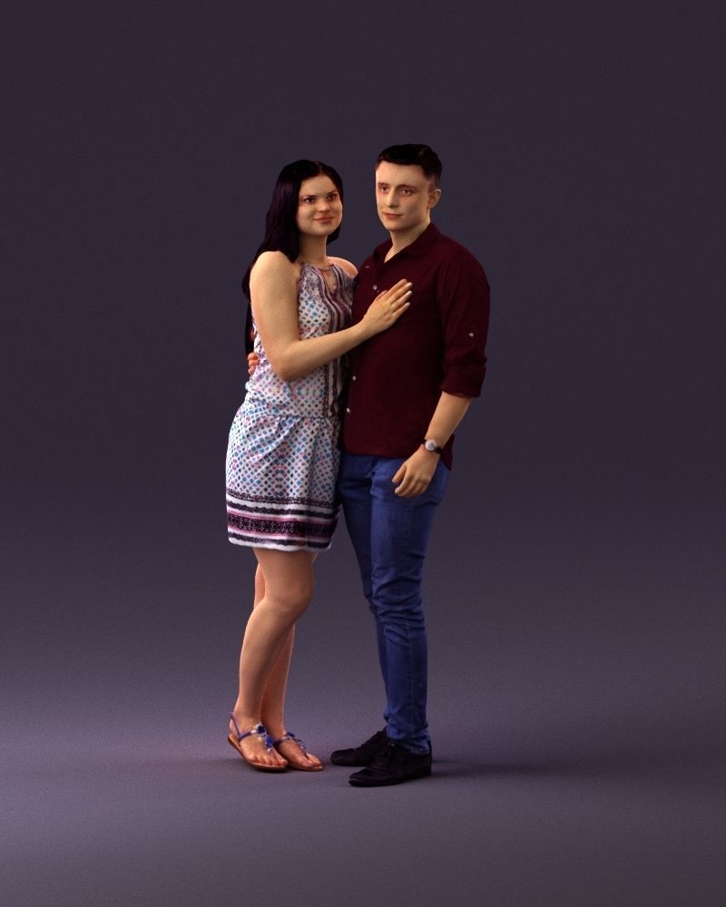 001040 woman in white man in crimson tshirt 3D model_11