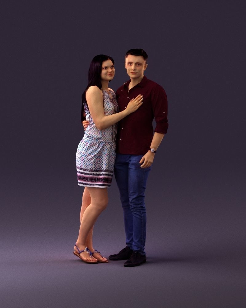 001040 woman in white man in crimson tshirt 3D model_1