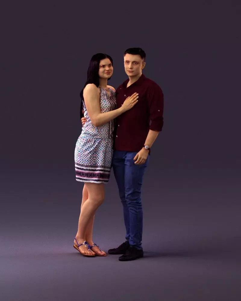 001040 woman in white man in crimson tshirt 3D model_0