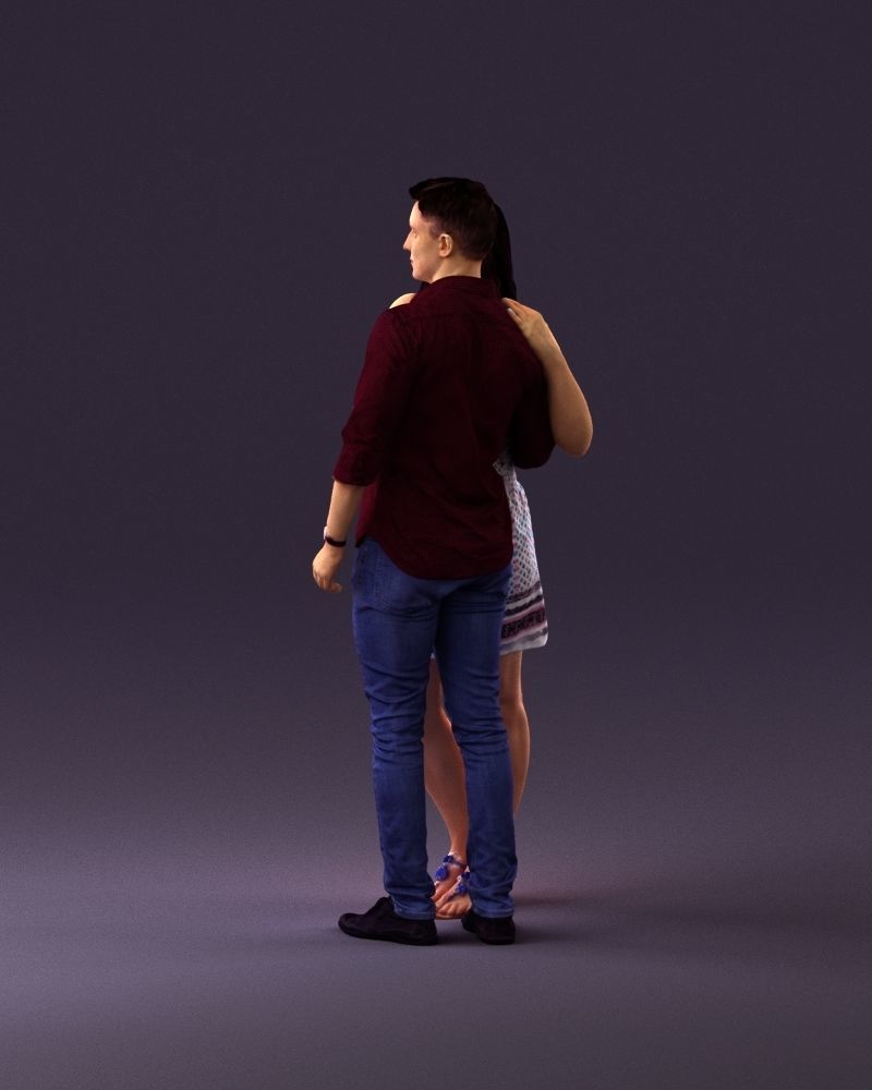 001040 woman in white man in crimson tshirt 3D model_8