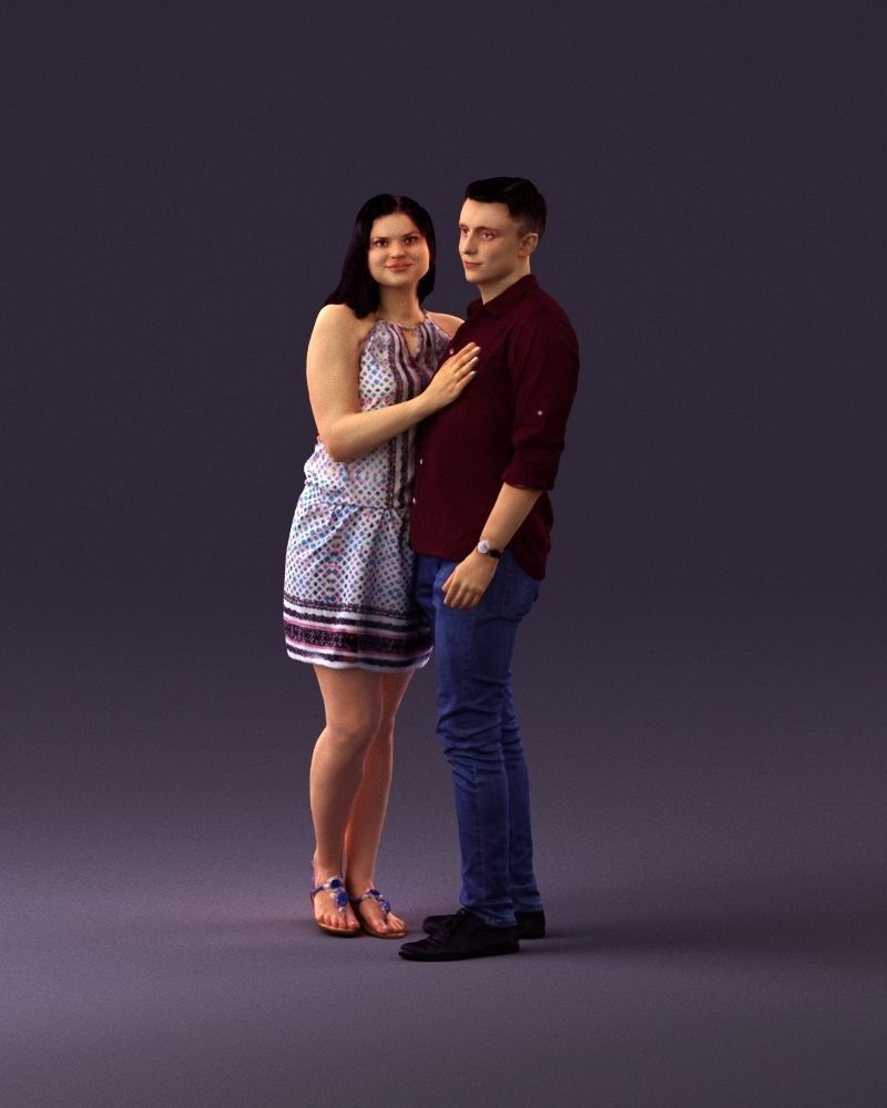 001040 woman in white man in crimson tshirt 3D model_10