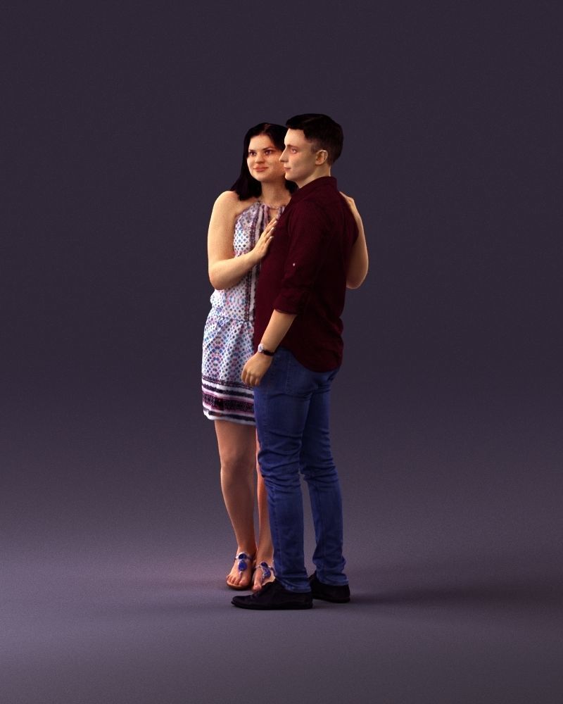 001040 woman in white man in crimson tshirt 3D Print Ready 3D print model_21