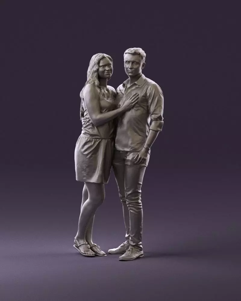 001040 woman in white man in crimson tshirt 3D Print Ready 3D print model_0