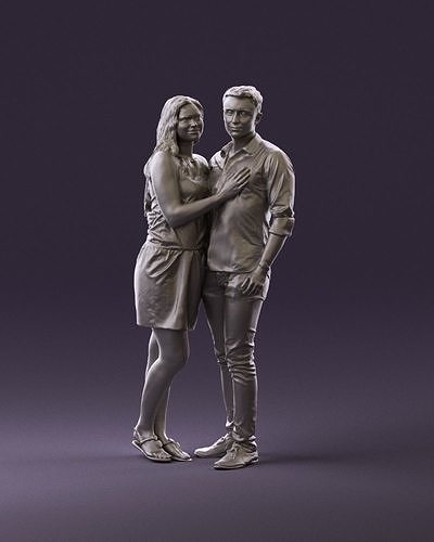 001040 woman in white man in crimson tshirt 3D Print Ready 3D print model
