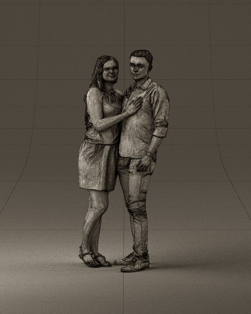 001040 woman in white man in crimson tshirt 3D Print Ready 3D print model_35