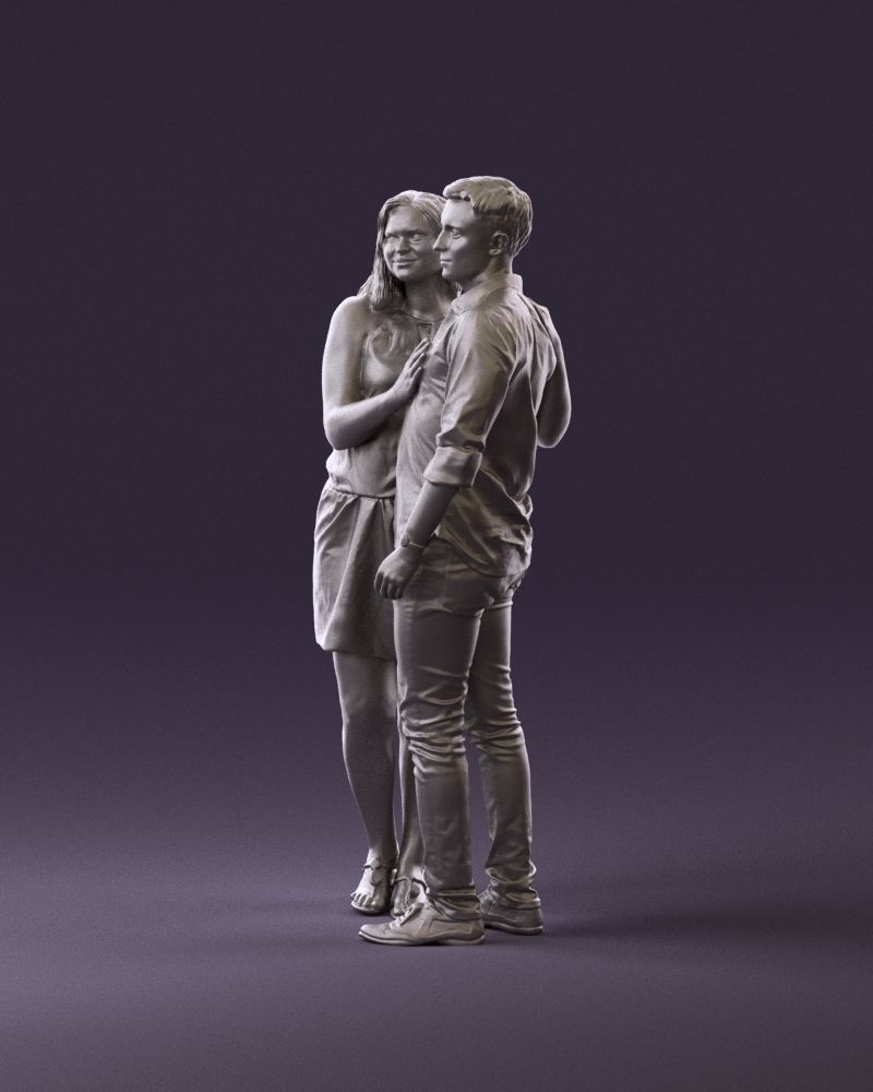 001040 woman in white man in crimson tshirt 3D Print Ready 3D print model_9