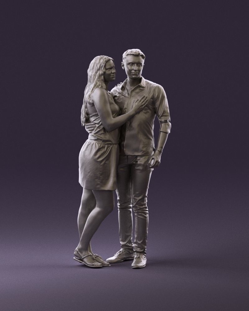 001040 woman in white man in crimson tshirt 3D Print Ready 3D print model_2