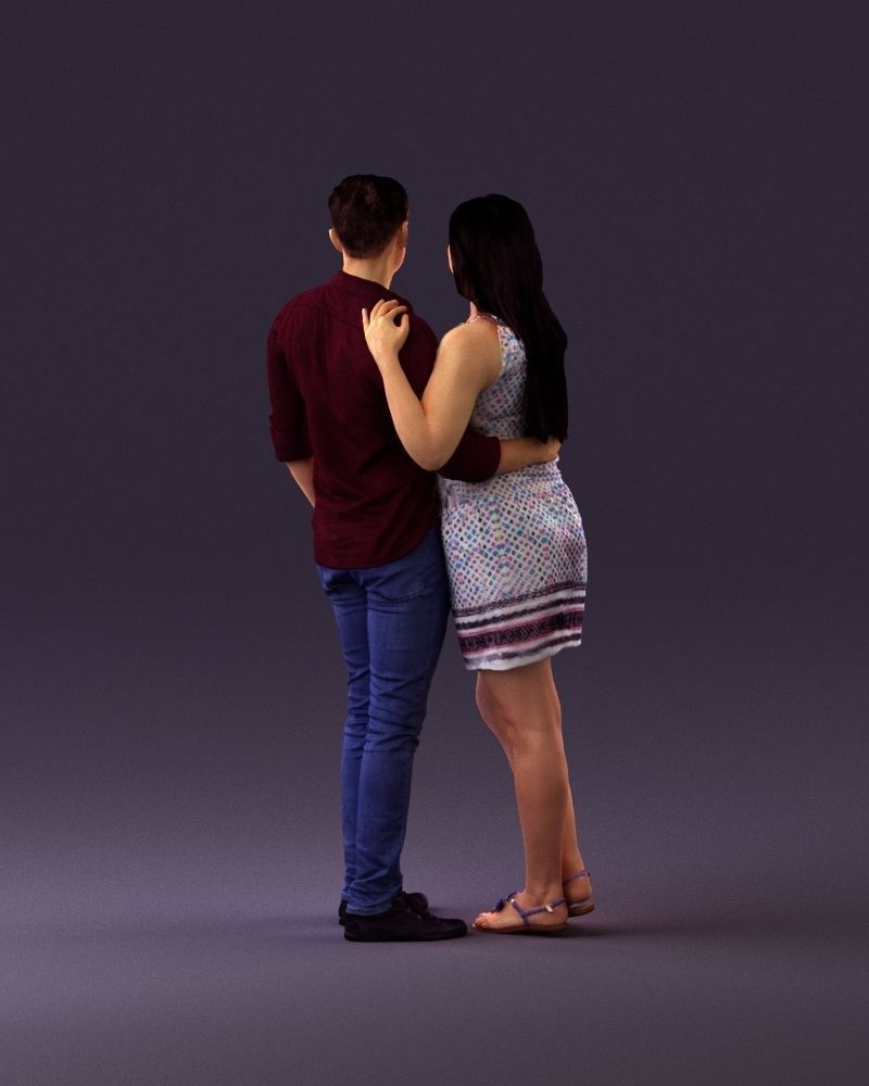 001040 woman in white man in crimson tshirt 3D Print Ready 3D print model_18