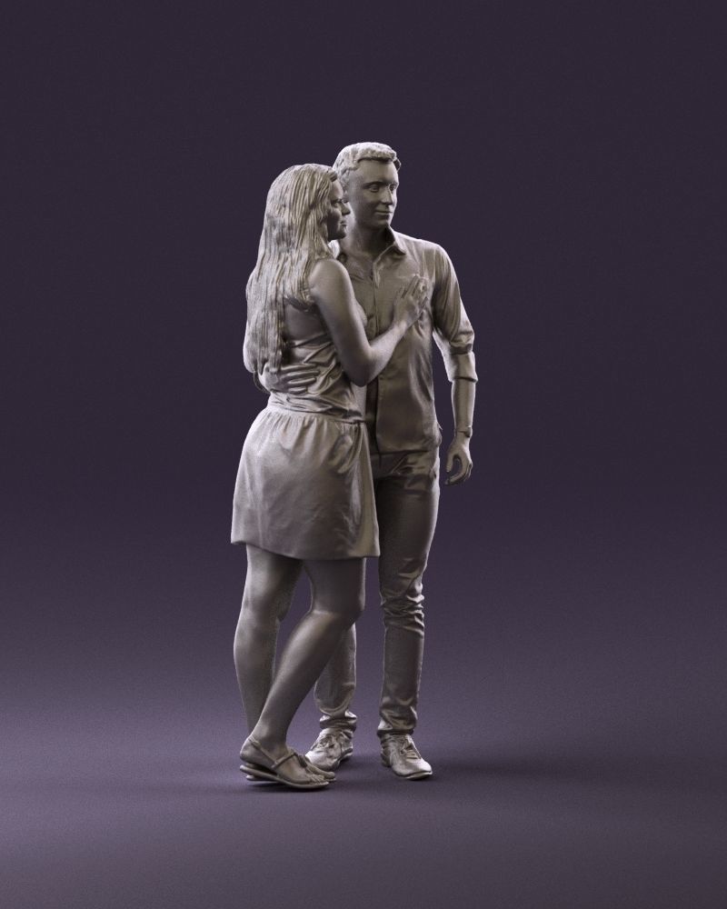 001040 woman in white man in crimson tshirt 3D Print Ready 3D print model_3