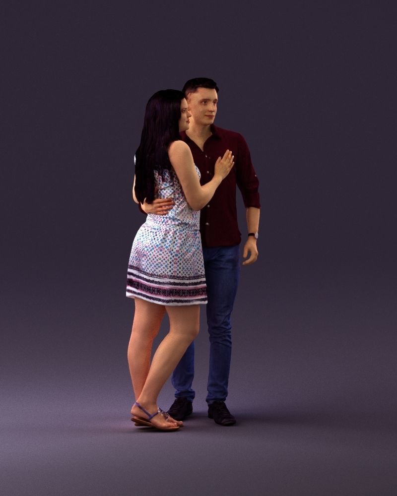 001040 woman in white man in crimson tshirt 3D Print Ready 3D print model_15