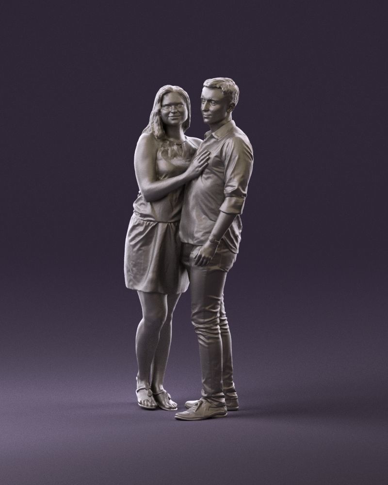 001040 woman in white man in crimson tshirt 3D Print Ready 3D print model_10