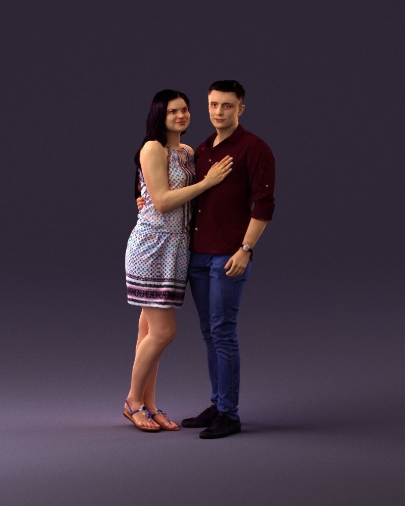 001040 woman in white man in crimson tshirt 3D Print Ready 3D print model_12