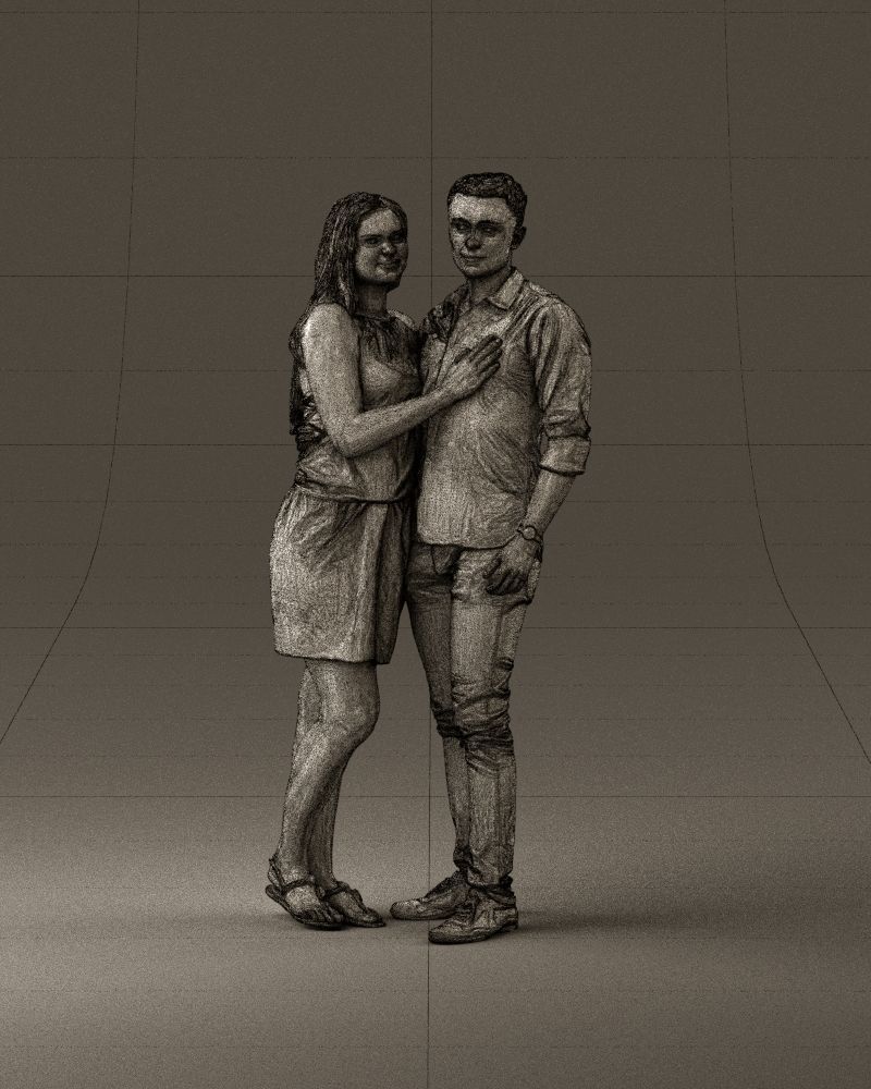 001040 woman in white man in crimson tshirt 3D Print Ready 3D print model_24