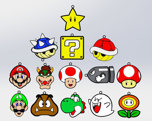 Mario Keychain Pack - 3D Print Model 3D print model